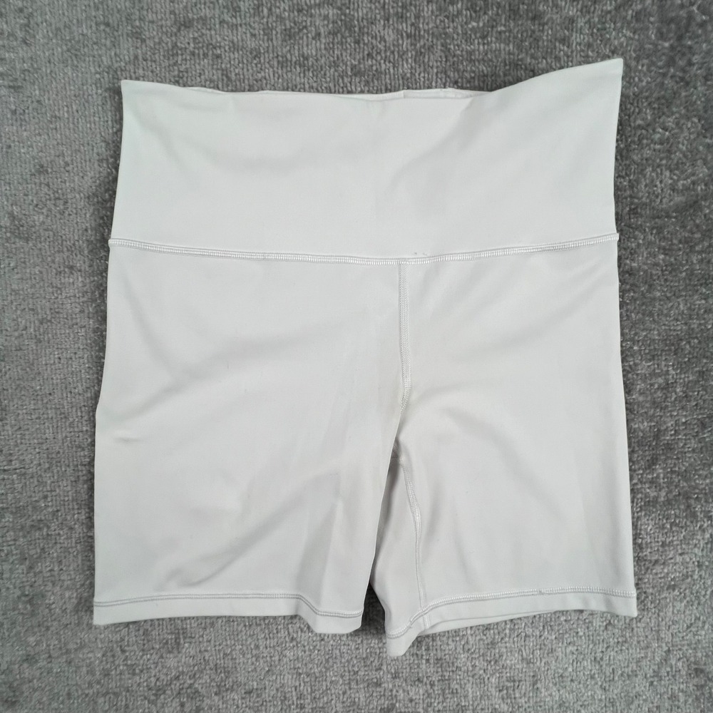 Athleta Elation 7" High Rise Biker Shorts White Womens Size Medium 4426